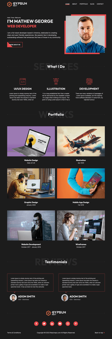 Gypsum Nextjs Personal Portfolio Template Image 2