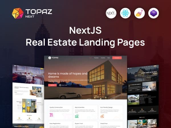 Topaz - Real Estate Nextjs Landing Page Templates