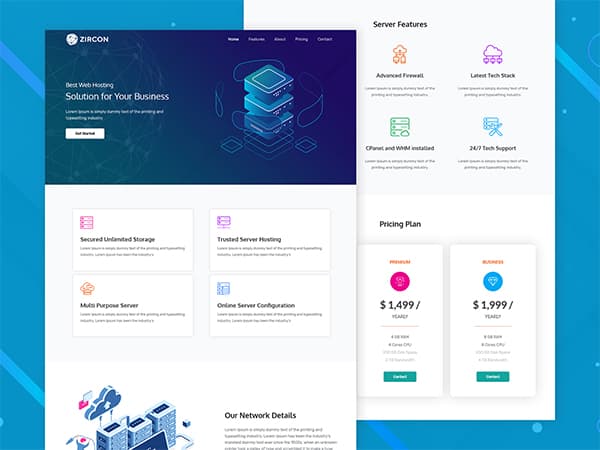 Zircon Hosting Landing Page