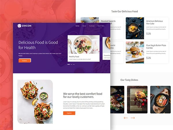Zircon Restaurant Landing Page