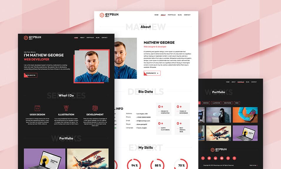 Gypsum Nextjs Personal Portfolio Template